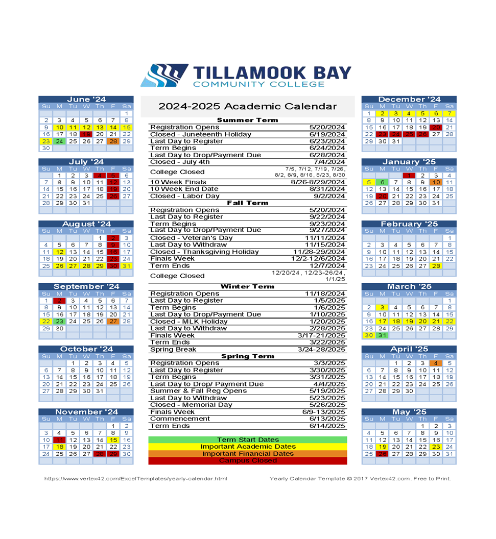 TBCC Term Schedule